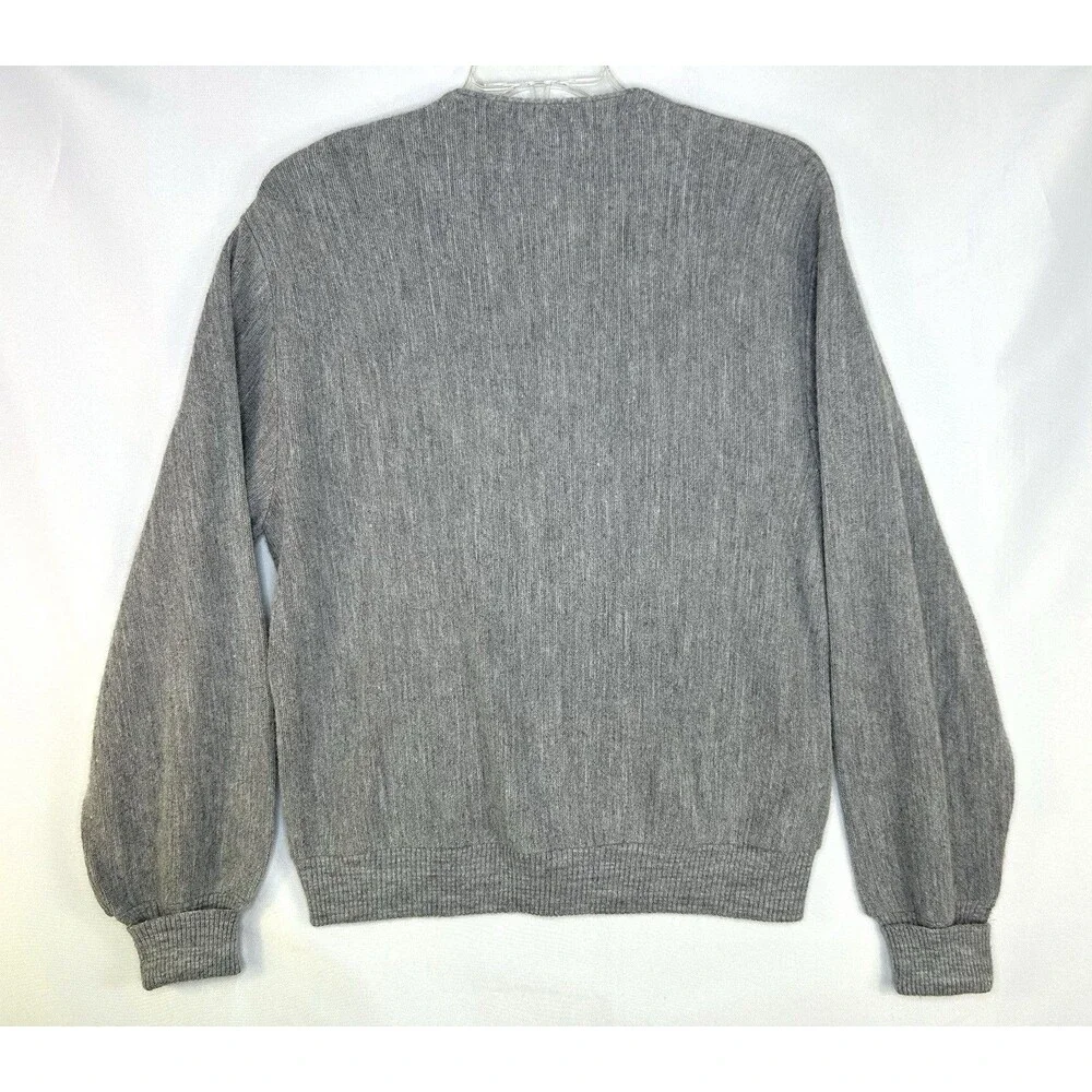 Vtg Arnold Palmer Gray Acrylic Union Made Cardigan Sweater Grandpa Large